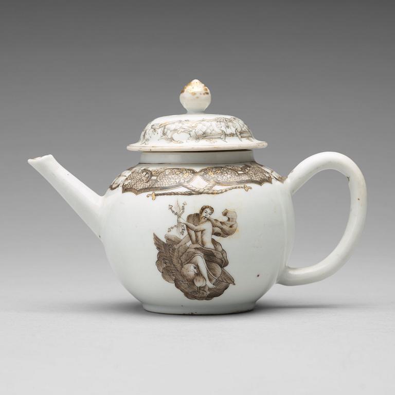 A grisaille teapot with cover, Qing dynasty, Qianlong (1736-95).
