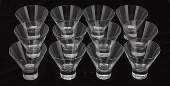 COCTAILGLAS, 12 st, "Aarne" formgiven av Göran Hongell  1948.