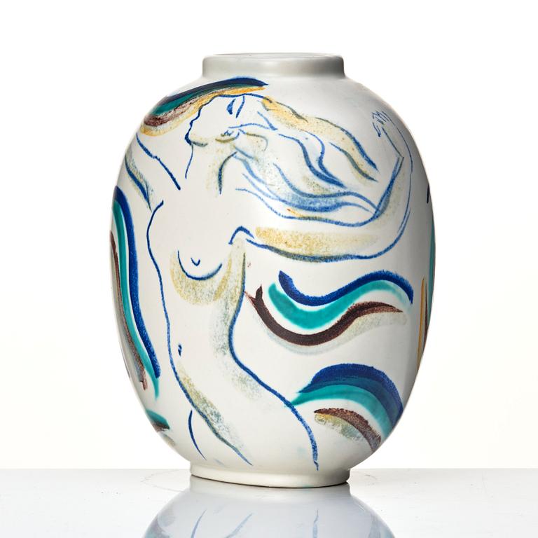 Isaac Grünewald, a stoneware vase, Rörstrand, Sweden 1940s.