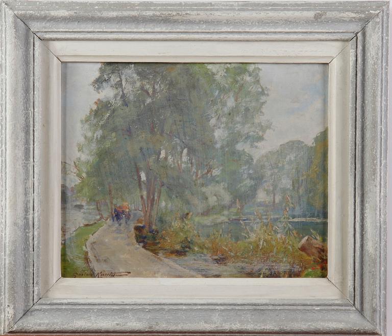 KNECHT, GASTON. Olja på pannå. Sign.