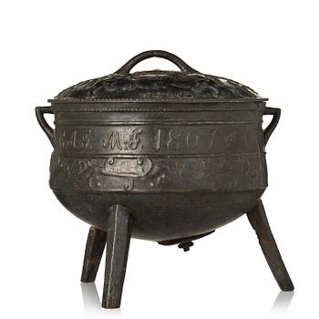 242. A Swedish wedding cauldron from Hellefors styckebruk, dated 1807.
