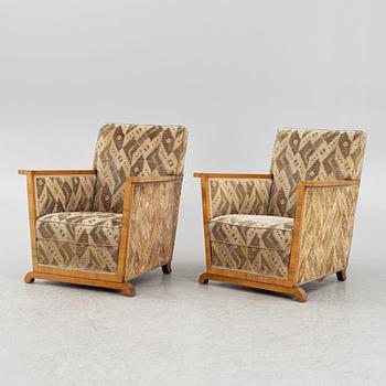 Swedish Grace, a pair of upholstered easy chairs, 1930s.