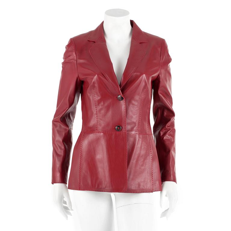 ESCADA, a red leather jacket, size 36.