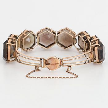 ARMBAND, med 8 hexagonalformade rökkvartser,