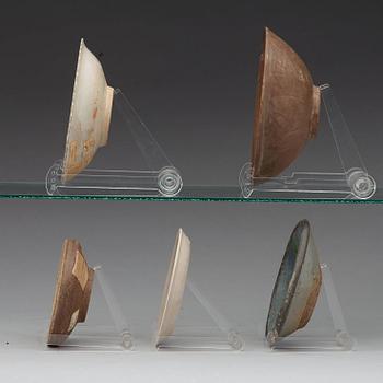 A group of five different bowls and dishes, Song/Yuan dynasty.