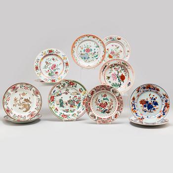 Eleven famille rose and imari plates, Qing dynasty, Qianlong (1736-95).