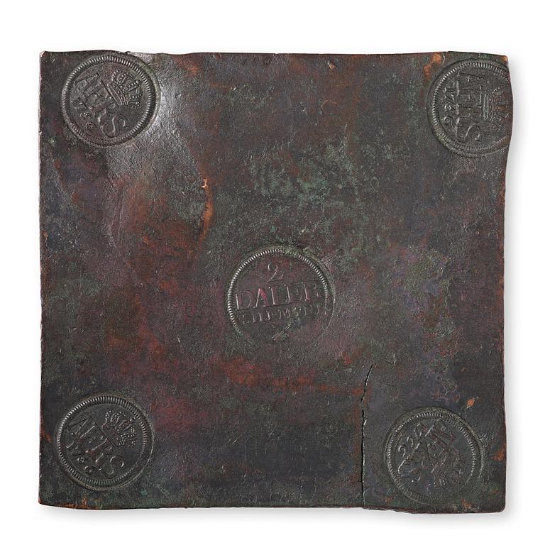 A Swedish coppar plate money 1756.