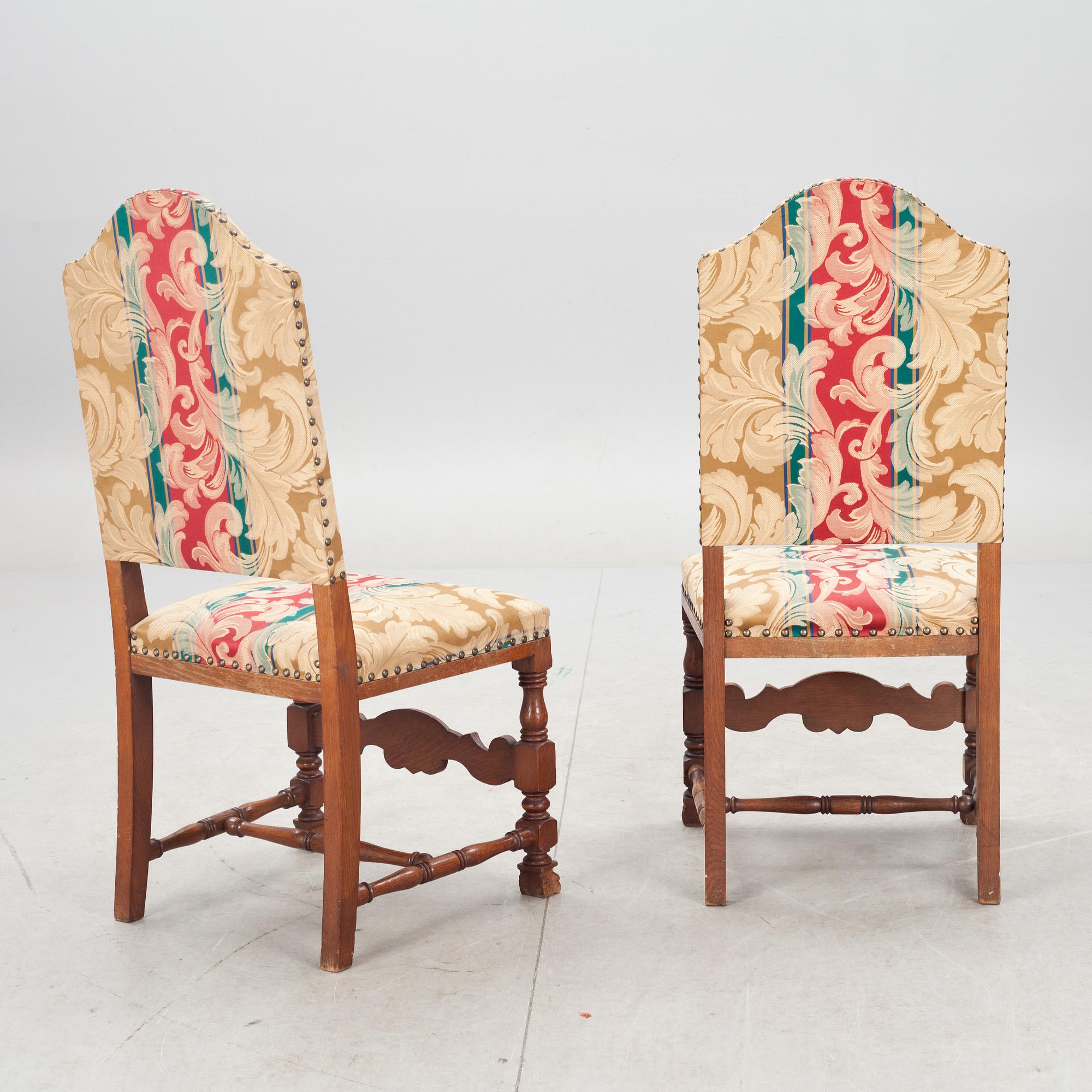 STOLAR, 6 st. Barockstil, 1900-tal. Stolar medföljer.