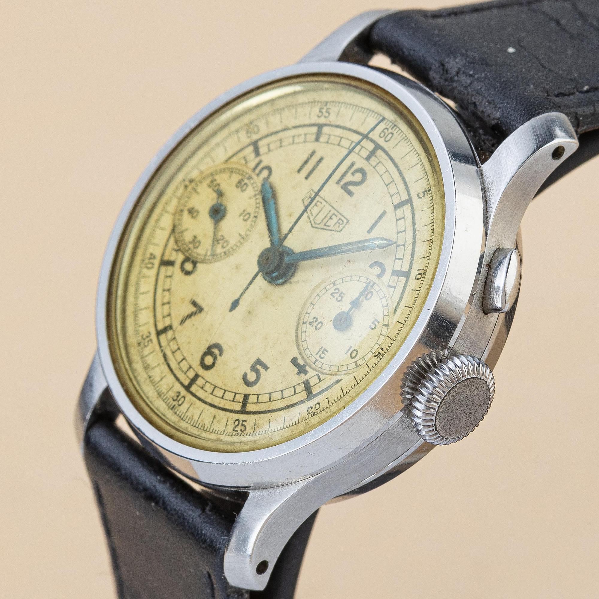 Heuer, "Monopusher", "Sector dial", ca 1935.