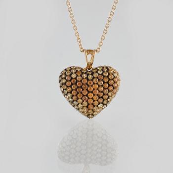 HÄNGE, 18K guld med briljantslipade diamanter ca 0.11 ct samt gula safirer ca 1.47 ct. Vikt 5,2 gram.