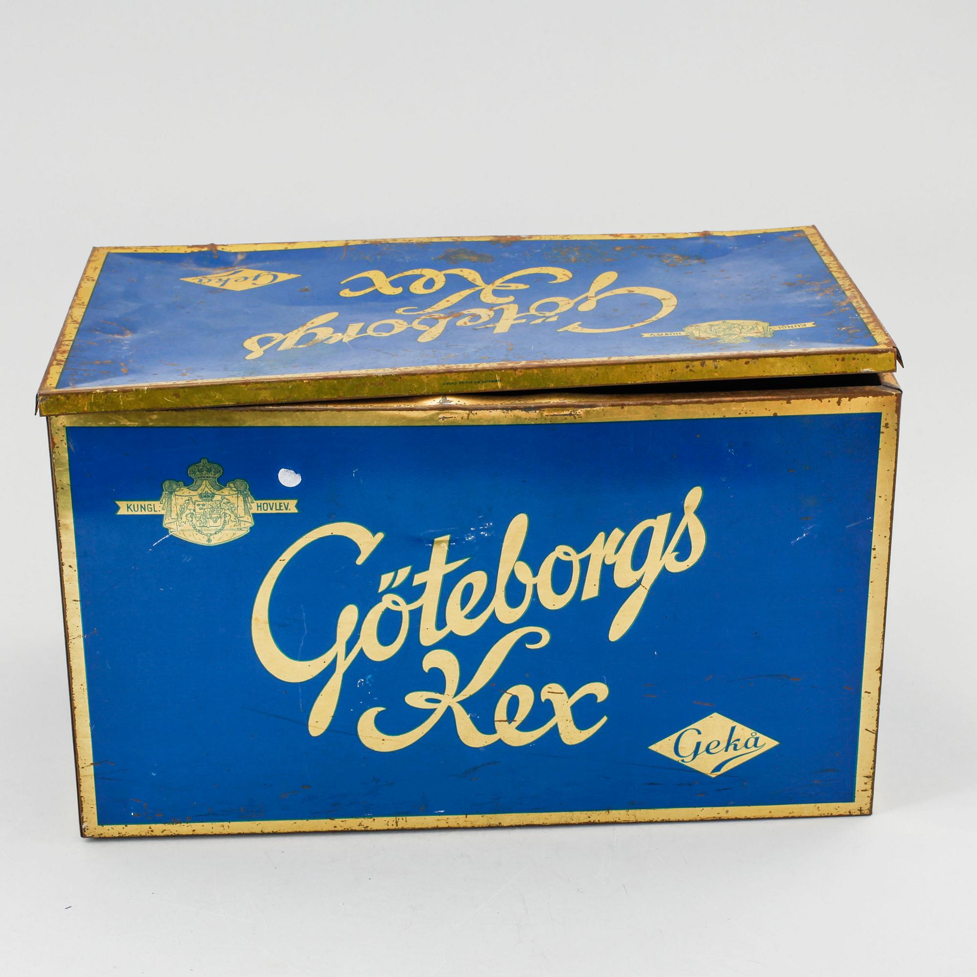 LÅDOR, 2 st, plåt, "Göteborgs kex", 1900-talets mitt.