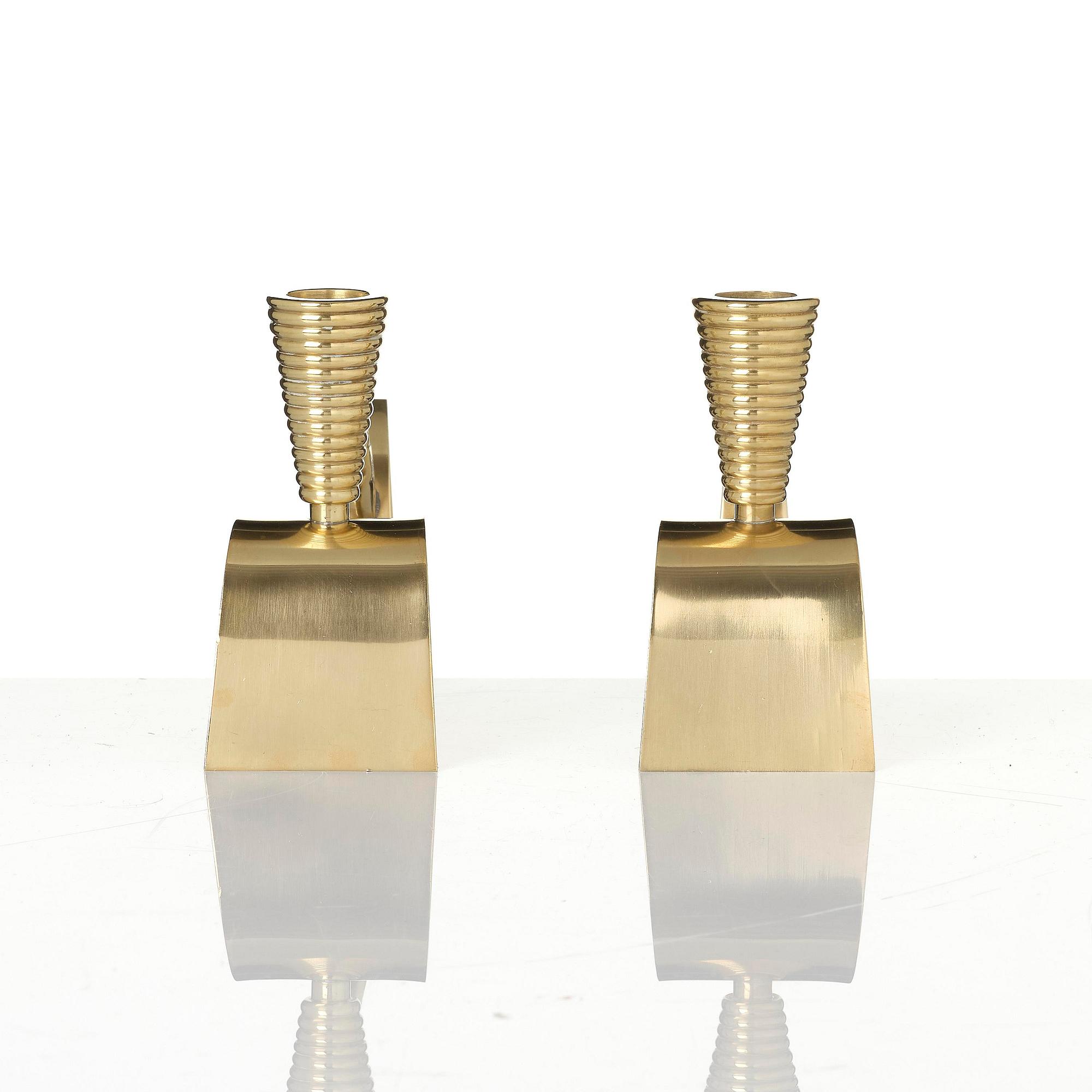 Carl-Einar Borgström, a pair of “Tyfon” candlesticks, Ystad-Metall, 1940s–50s.