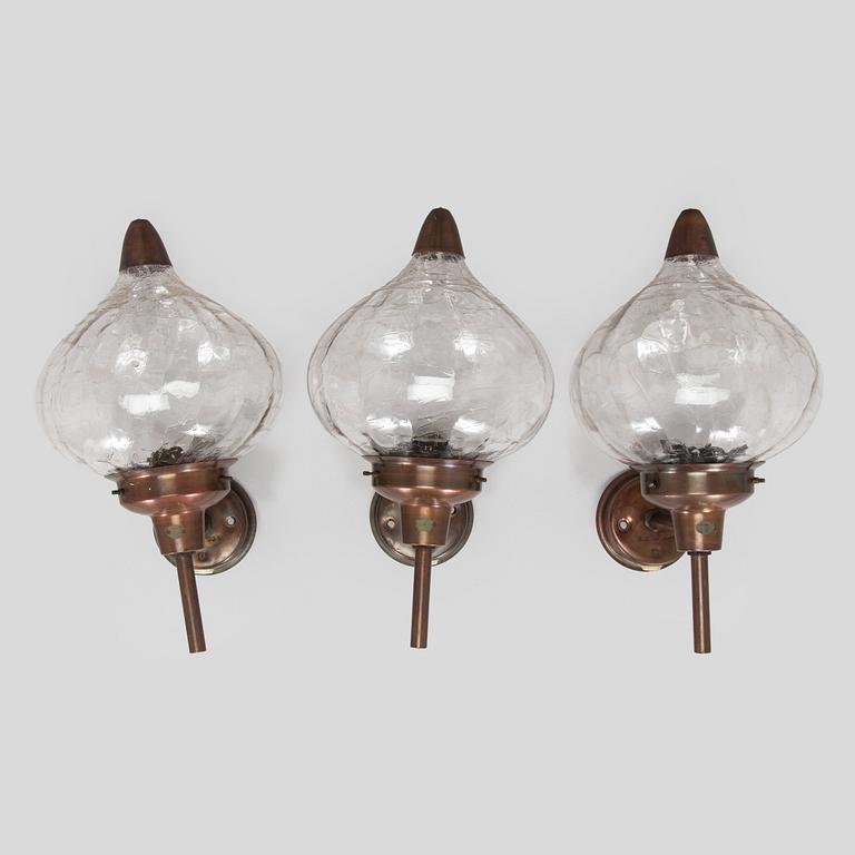 Seinä/ulkovalaisimia, 3 kpl, Westal Ab Ruotsi  1970-luku.