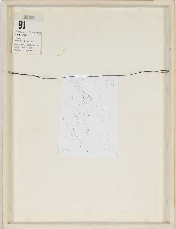 Jonathan Borofsky, mixed media on paper, signed on label verso.