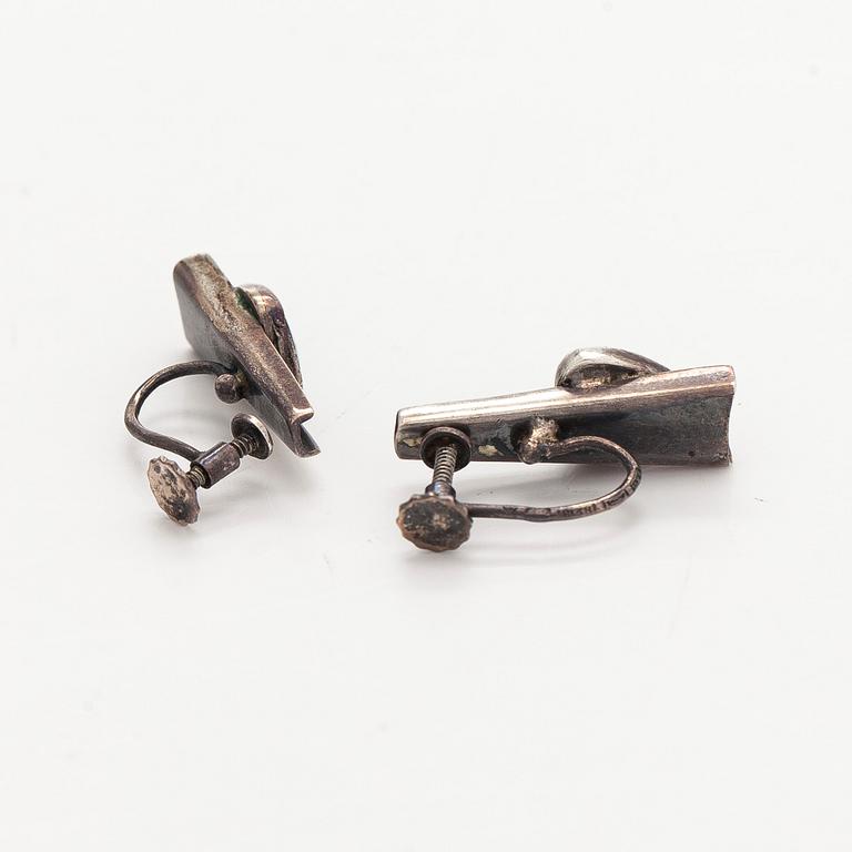 Bracelet, pendant and earrings, silver, turquoise, Tillander, Helsinki, 1950s.