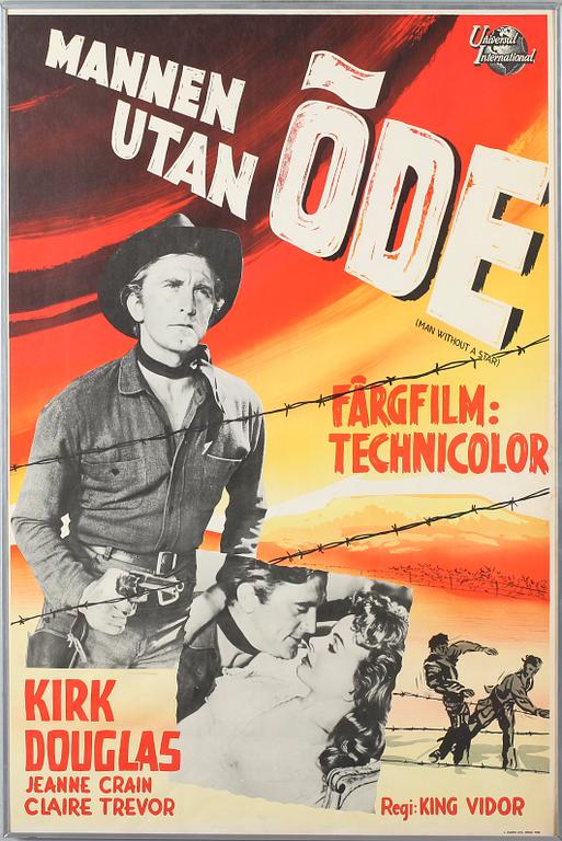 FILMAFFISCH, litografiskt tryck, "Mannen utan öde", 1955.