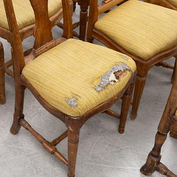 A matched set of eight chairs, 18th century.