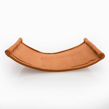 Kyllikki Salmenhaara, a 'winding' red clay sculpture, signed KS.