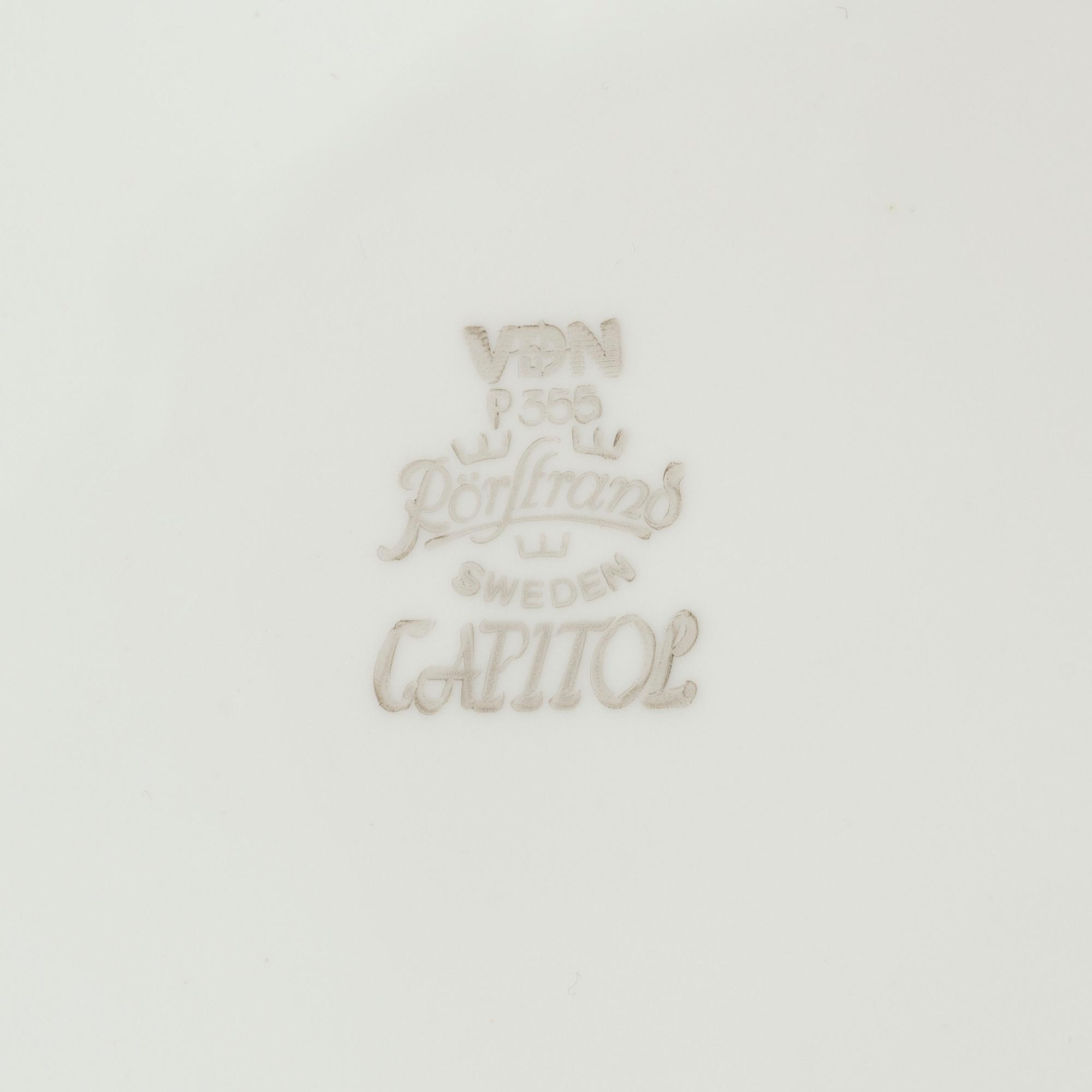 Louise Adelborg, a 50-piece porcelain 'Capitol'/'Swedish Grace' dinner service, Rörstrand, Sweden, 1950's/60's.