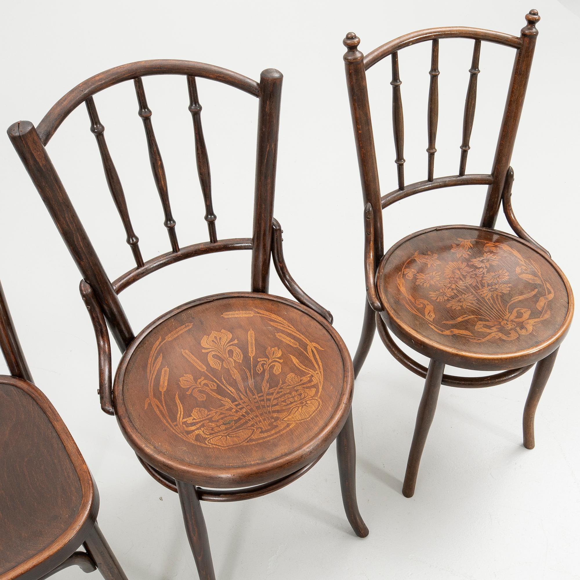 Chairs, 7 pieces, including Thonet, early 20th century.