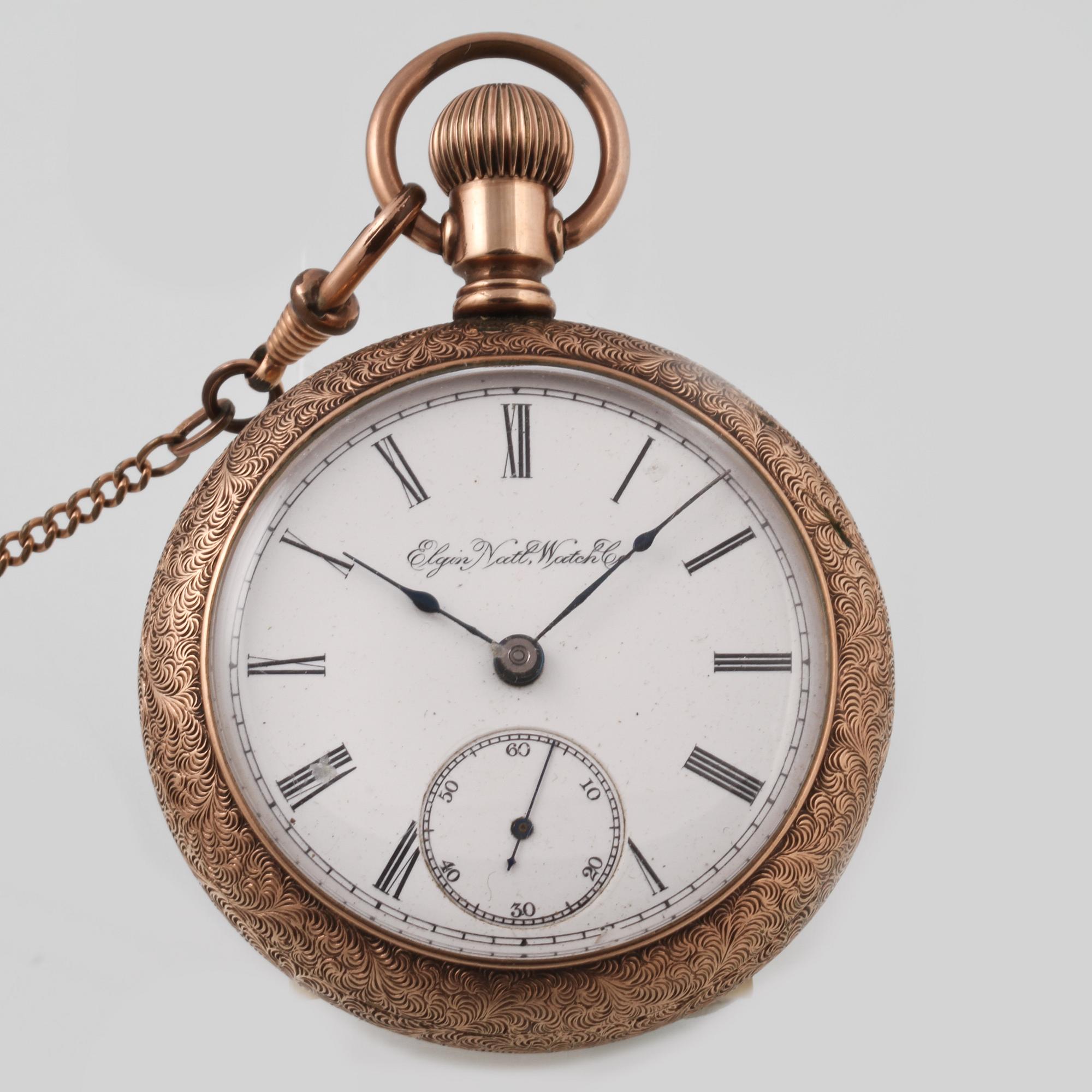 FICKUR, förgyllt, Elgin Natl Watch Co.