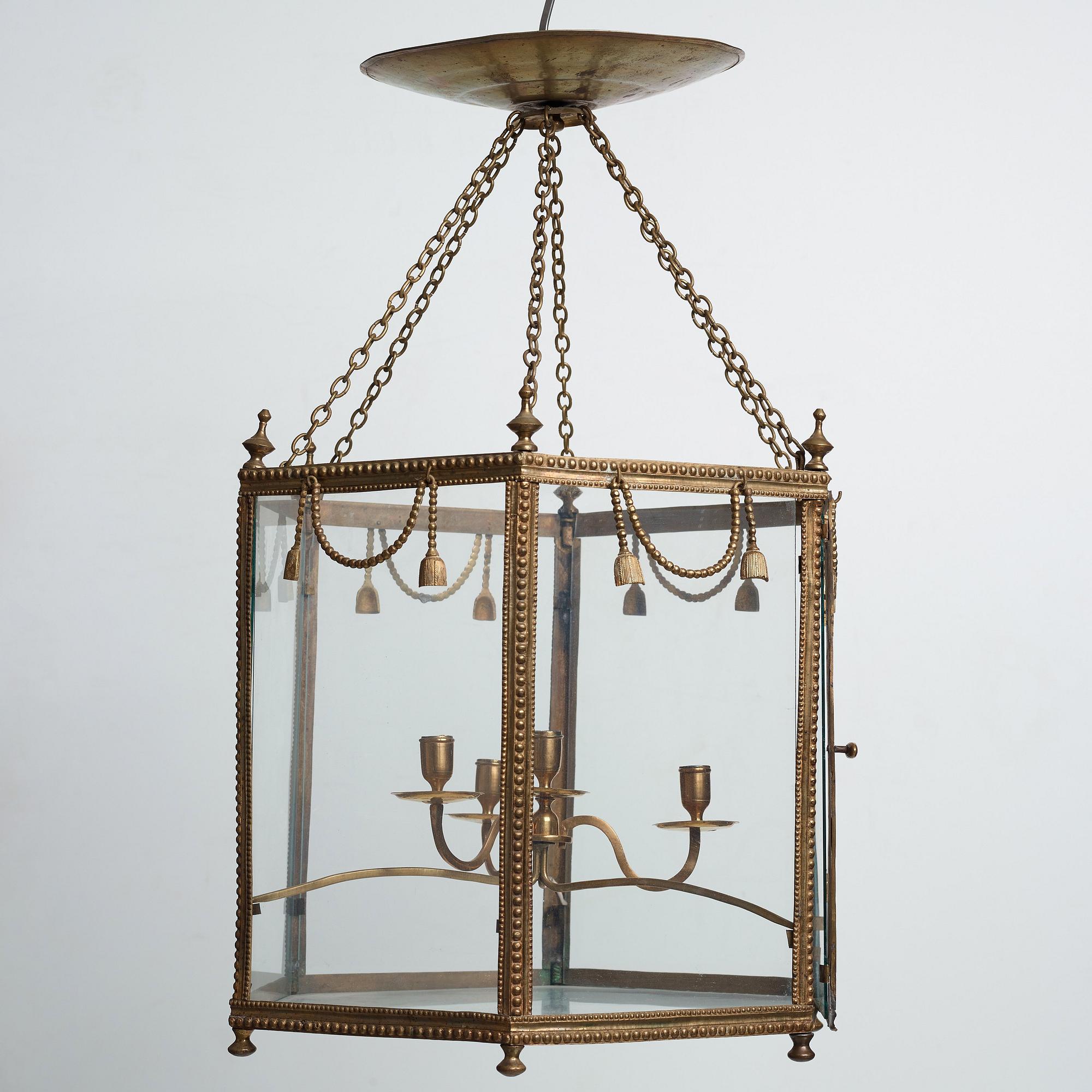 A Gustavian late 18th century four-light hanging lantern.