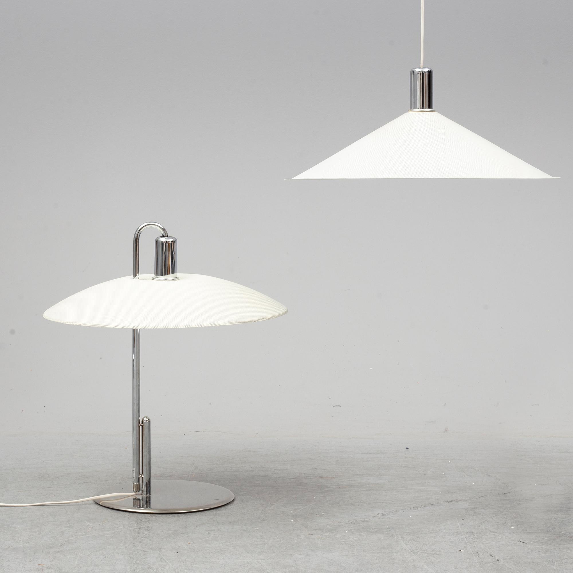 BÖRGE LINDAU & BO LINDECRANTZ, a table lamp and a ceiling lamp, Zero, 1980's.