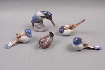 FIGURINER, 5 st, porslin, Bing & Gröndahl resp Dahl Jensen, sent 1900-tal.