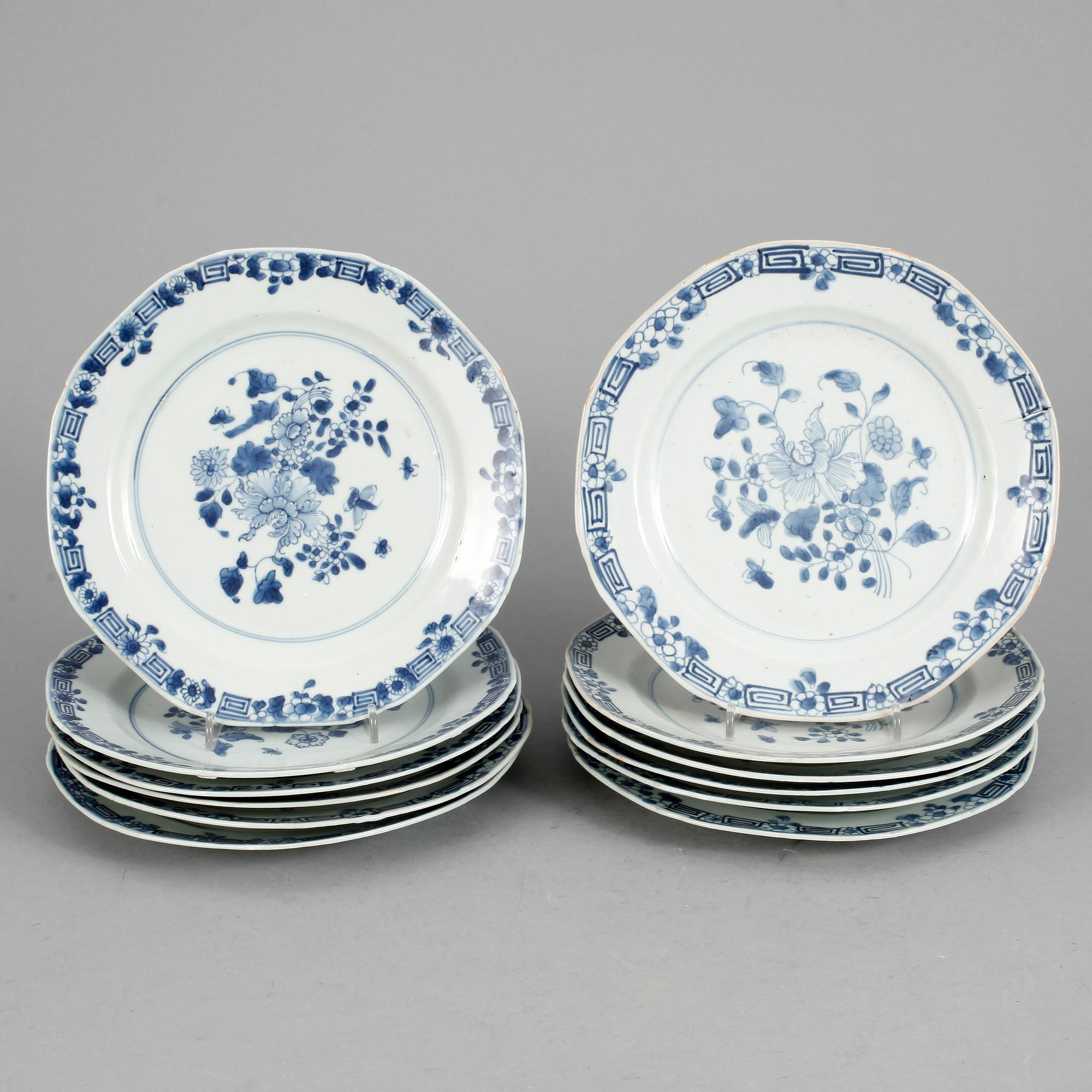 TALLRIKAR, 12 st, porslin, Qianlong, Kina 1700-tal.