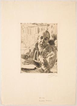 Anders Zorn · ANDERS ZORN, etsning, utförd 1906, signerad med blyerts.
