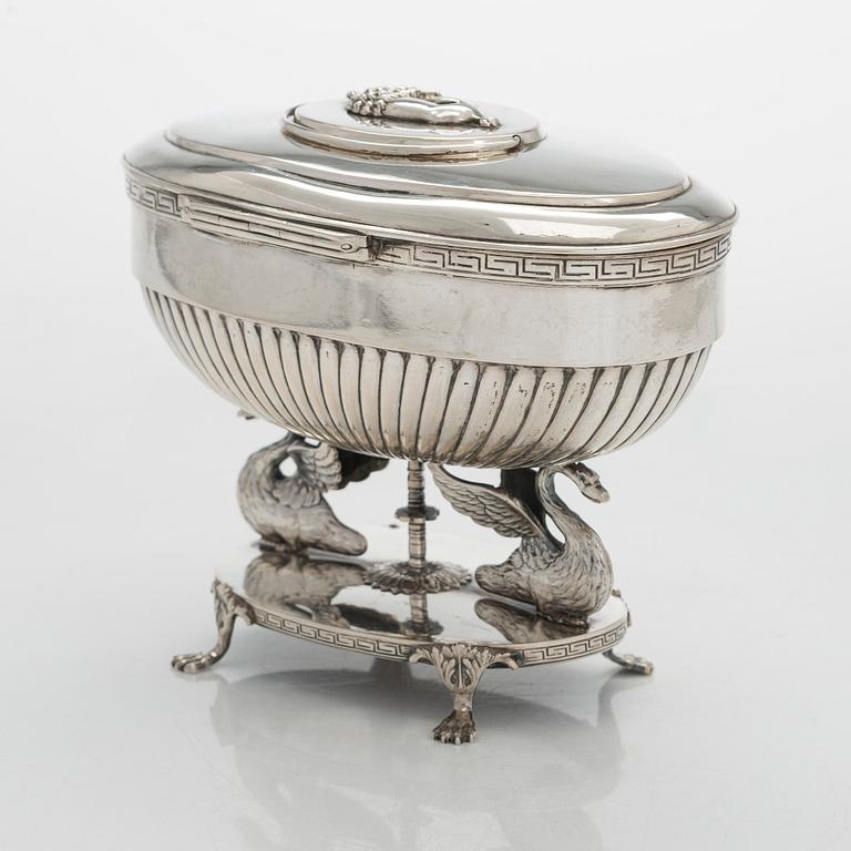 Johan Petter Grönvall, sockerskrin, silver, Stockholm, sannolikt kring 1820. Empir.