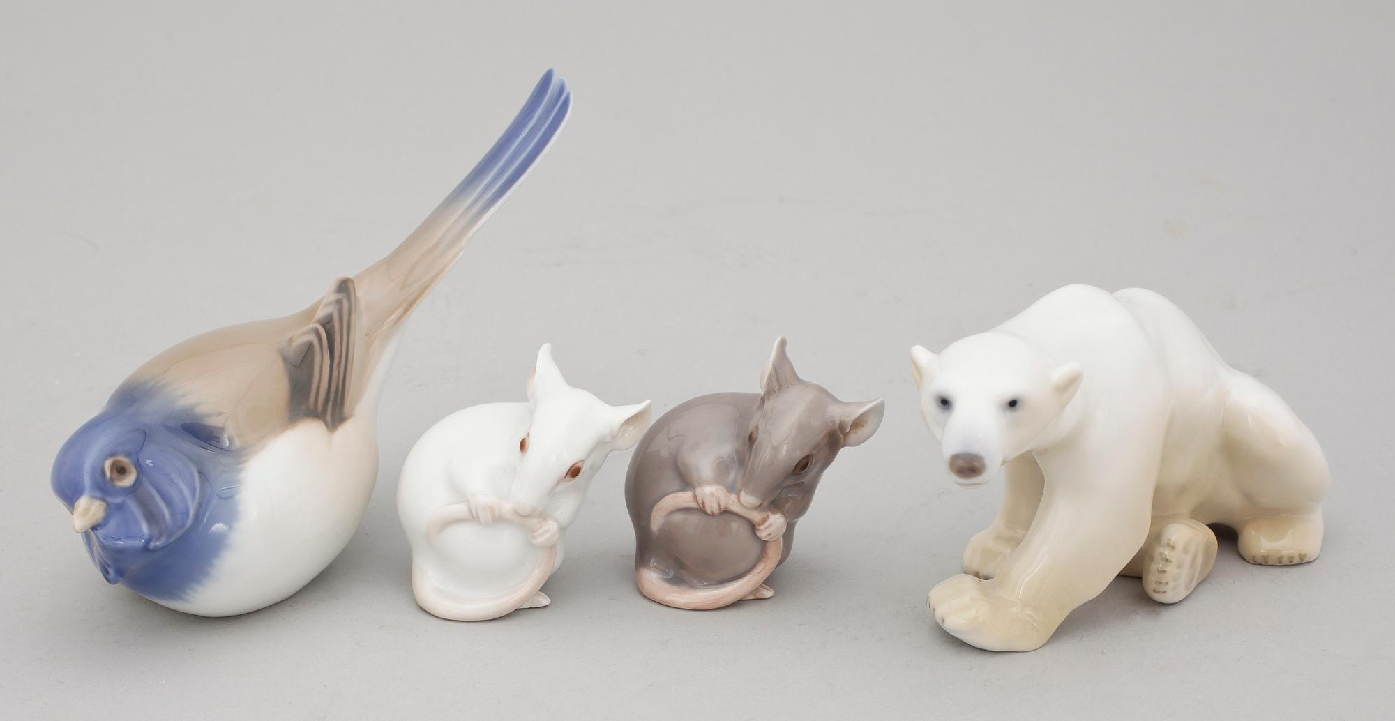 FIGURINER, 4 st, porslin, Bing & Gröndahl, Köpenhamn, Danmark, 1900-talets andra hälft.