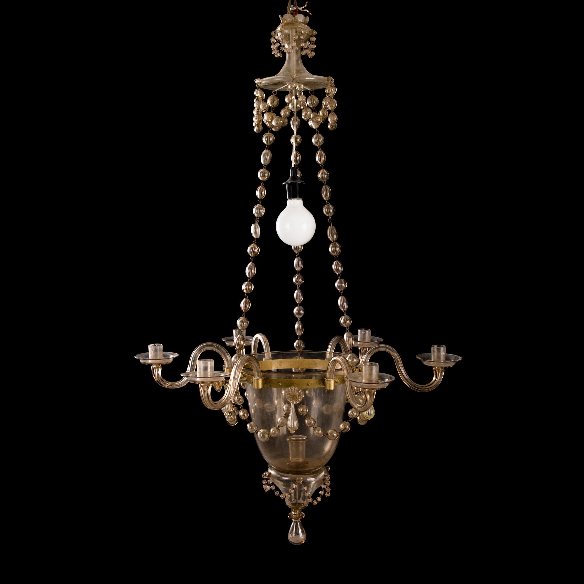 TAKARMATUR, glas och målad metall, 1800-talets slut.