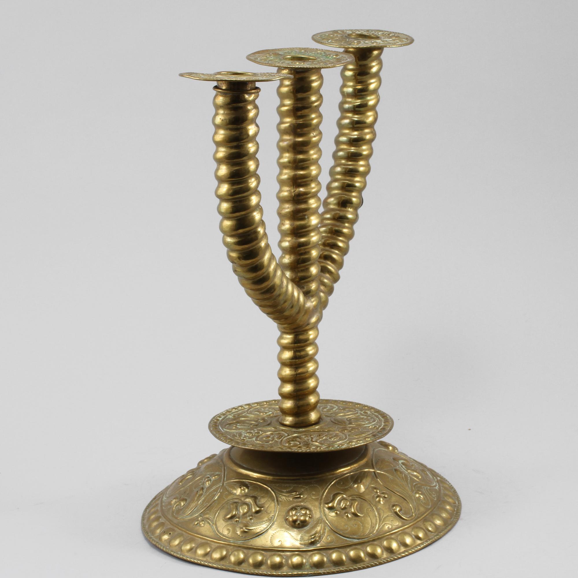 KANDELABER, barockstil, mässingsplåt, 1800-tal.