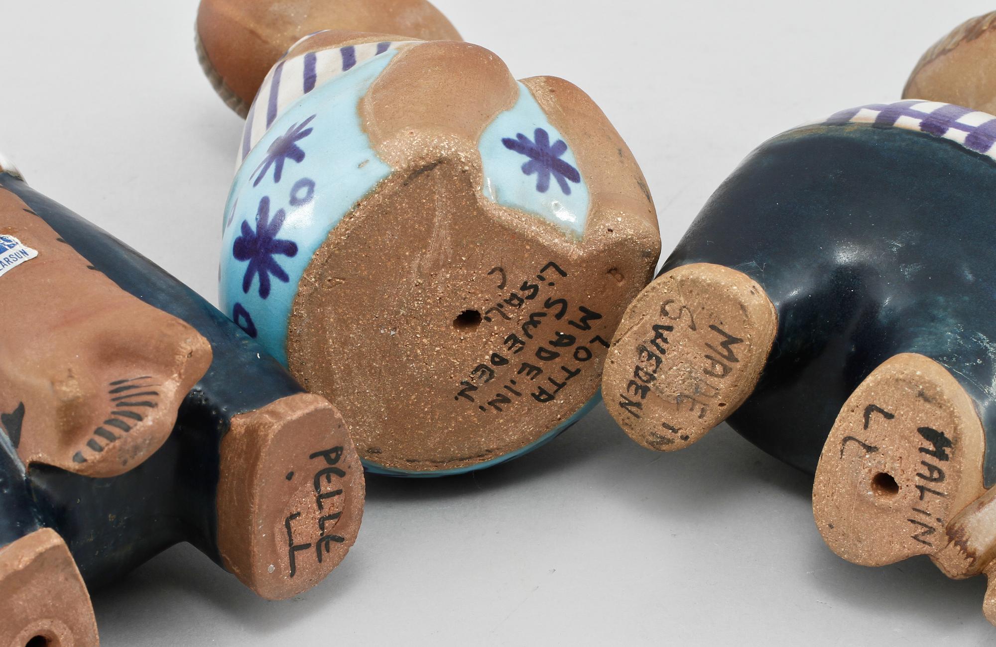 FIGURINER, 3 st, stengods, Lisa Larson, Gustavsberg, 1900-talets andra hälft.