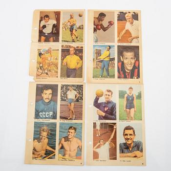 Idolkort, "Sportens stjärnor", bl a Cassius Clay, Nacka Skoglund mfl Hemmets Journal, 1960-tal.