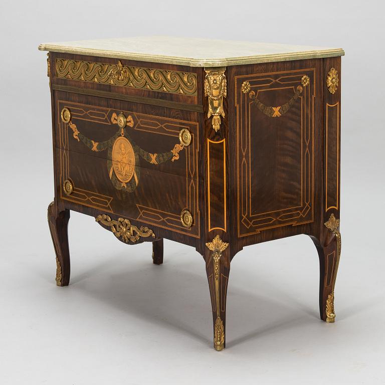 A Swedish Louis XVI-style chest of drawers, signed Arthur Karlström, Lysekil, Sweden, dated 1946.