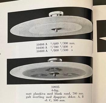 Harald Notini, a ceiling lamp model "10404", Arvid Böhlmarks Lampfabrik, Stockholm, 1930s.