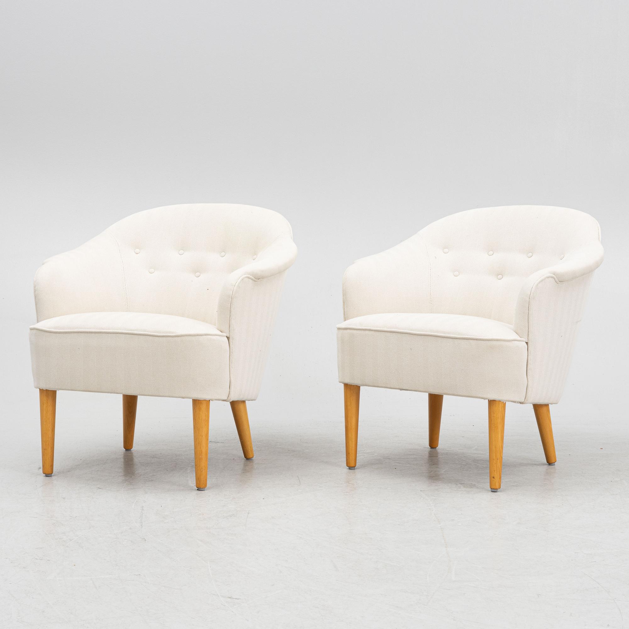 Carl Malmsten, fåtöljer, ett par, "Lillpaddan", OH Sjögren, Tranås, 1900-talets andra hälft.