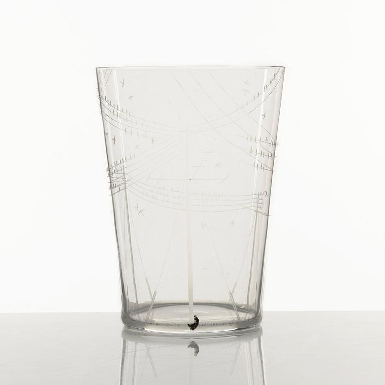 Edward Hald, an engraved glass vase, Orrefors 1953.