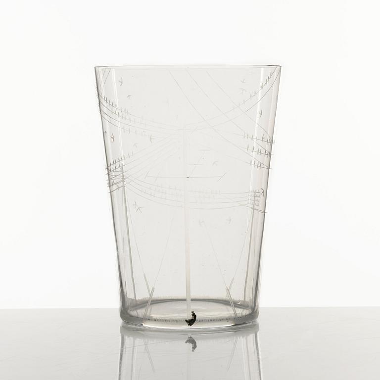 Edward Hald, an engraved glass vase, Orrefors 1953.