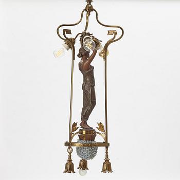 An Art Nouveau ceiling lamp, France, around 1900.