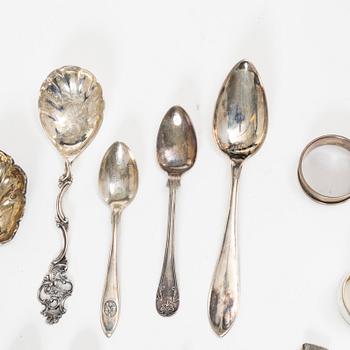 A set of silver cutlery and napkin rings, including with mark of Th Marthinsen, Tönsberg, Norway (14 pieces).