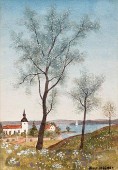 34. Oskar Bergman, Spring landscape with Birch trees.