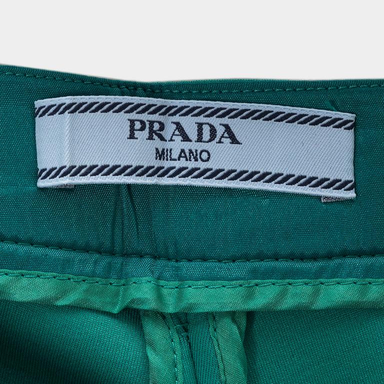 Prada, a pair of emerald green scuba pants, size 36.