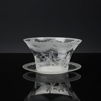 SIMON GATE, a signed Orrefors glass bowl.