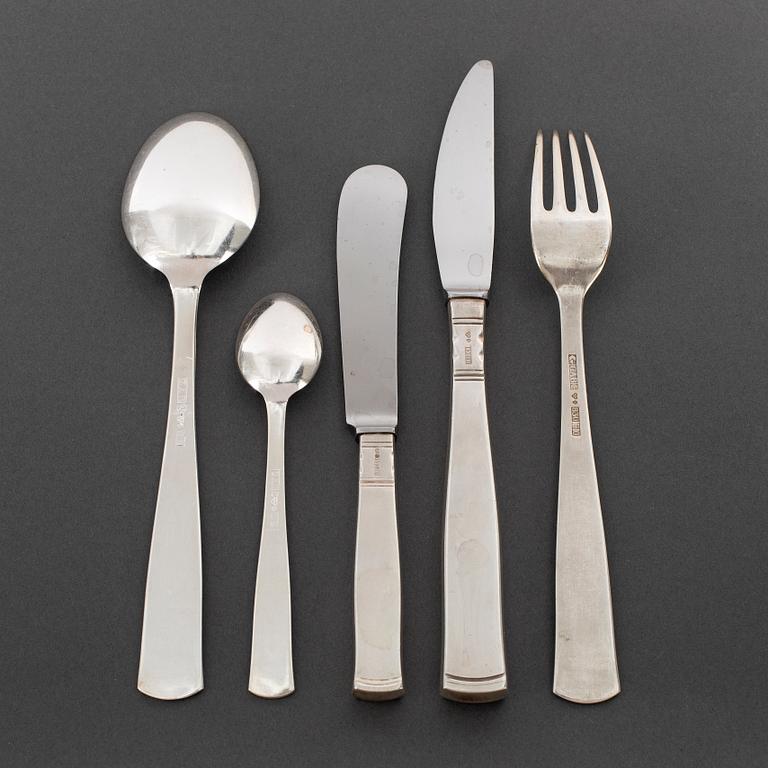 JACOB ÄNGMAN, 39 psc silver cutlery, 'Rosenholm', GAB, some Stockholm 1965.