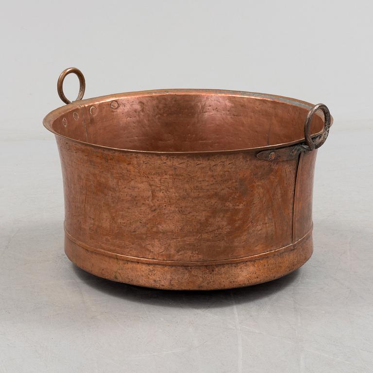 S Swedish 19th century copper pot firewood tub.