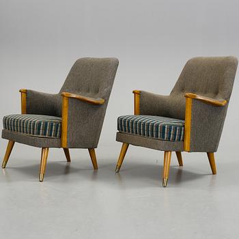 FÅTÖLJER, ett par, 1950-tal.