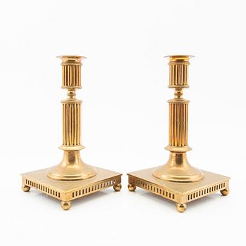 Skultuna Messingsbruk, Candle holders, a pair, brass, model no. 72, first half of the 20th century.